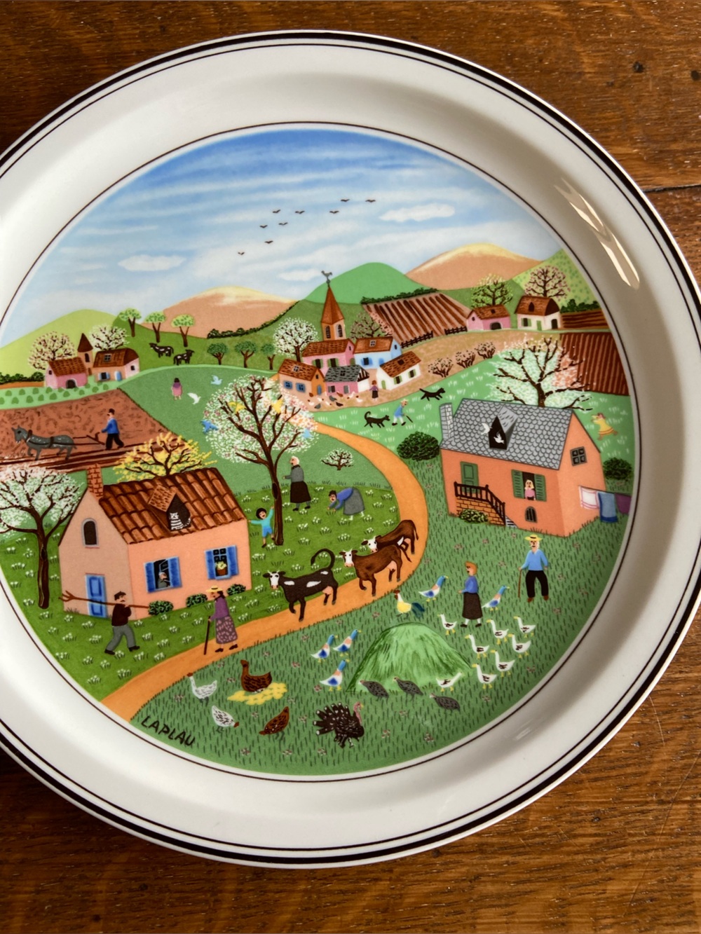 The Four Seasons No 1 Spring Gérard Laplau 1980s Luxembourg Porcelain Plate Folk
